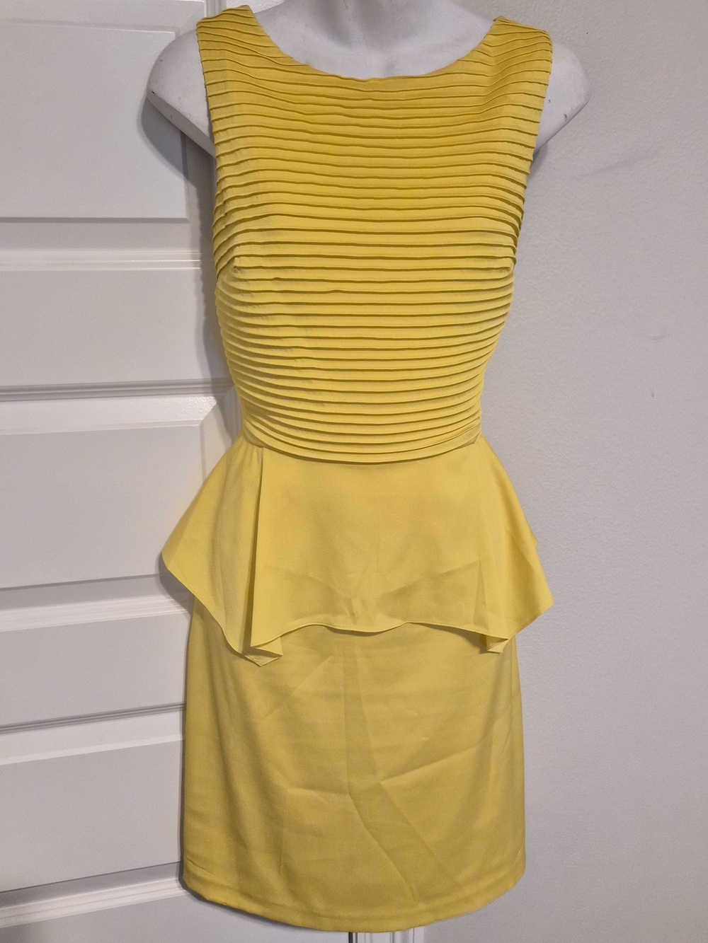 Catherine Malandrino Penny Peplum Dress Yellow Pleated Bodice Size 6